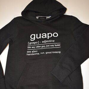 Boy's "Guapo" Hoodie in Black-Comfy-Soft-Pockets-Size 11/12 Denim & Flower